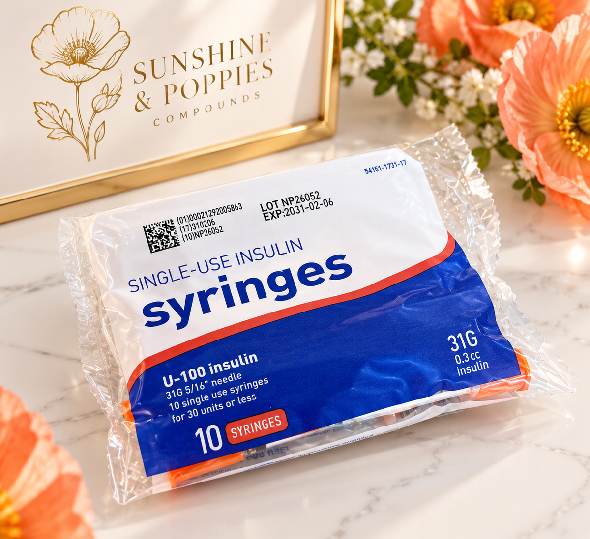 Shot Syringe 31G 5/16” 30 Units 10 Pack